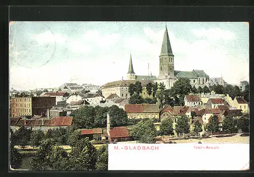 AK M.-Gladbach, Stadttotale mit den Kirchtürmen