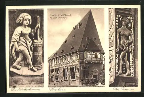 AK Goslar, Brusttuch mit Holzschnitzereien