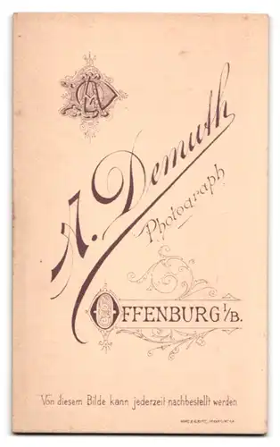 Fotografie A. Demuth, Offenburg i. B., Mann im Anzug mit Oberlippenbart