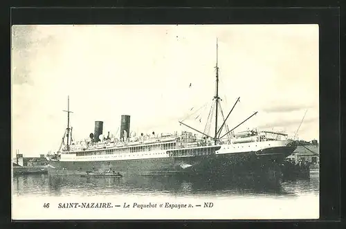 AK Le Paquebot Espagne im Hafen von Saint-Nazaire