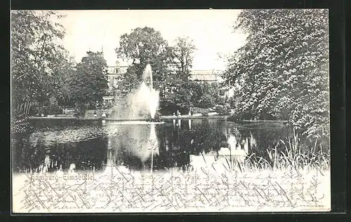 AK Hamburg-Eimsbüttel, Wasserspiel im Park