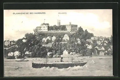 AK Hamburg-Blankenese, Blick von der Elbe auf den Süllberg