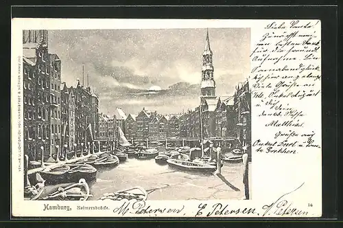 AK Alt-Hamburg, Reimersbrücke im Winterglanz