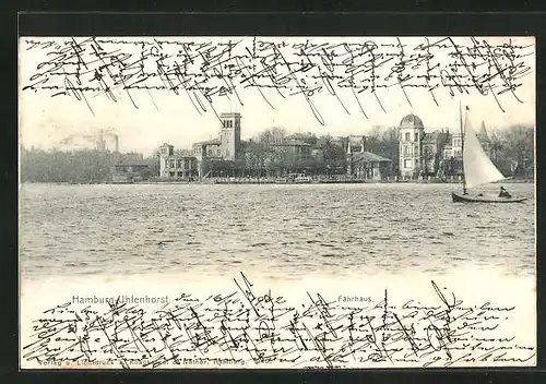 AK Hamburg-Uhlenhorst, Blick über die Alster zum Fährhaus