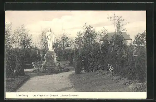 AK Hamburg-Ohlsdorf, Primus-Denkmal auf dem Friedhof