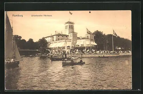 AK Hamburg-Uhlenhorst, Passanten am Uhlenhorster Fährhaus