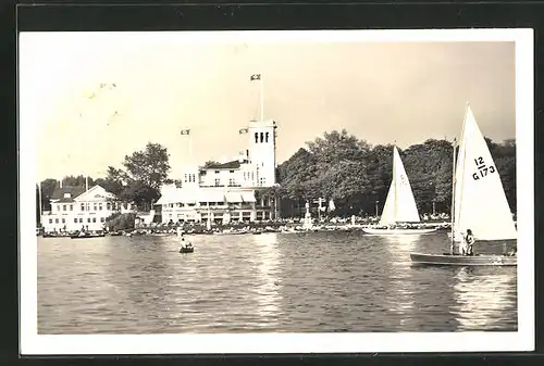 AK Hamburg-Uhlenhorst, Blick von der Alster auf das Uhlenhorster Fährhaus