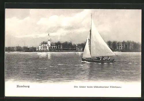 AK Hamburg-Uhlenhorst, Alsterpartie mit Blick zum Uhlenhorster Fährhaus