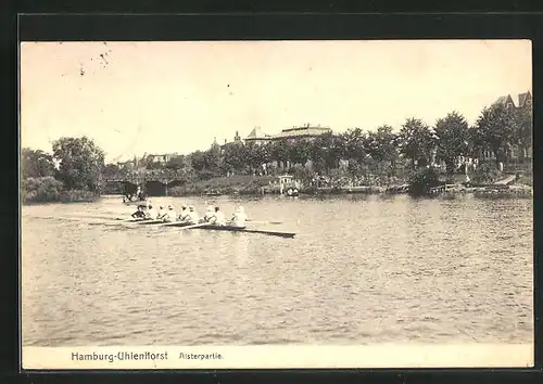 AK Hamburg-Uhlenhorst, Ruderpartie auf der Alster