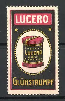 Reklamemarke Lucero Glühstrumpf, Ansicht einer Verpackung