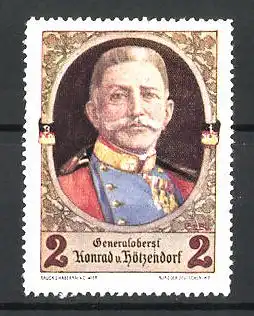 Künstler-Reklamemarke Ezel, Generaloberst Konrad v. Hötzendorf in Uniform im Portrait