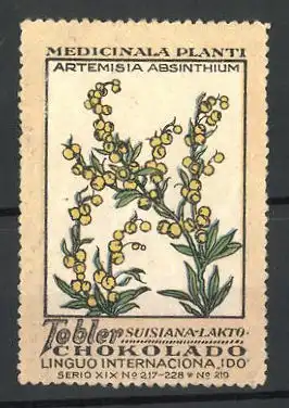 Reklamemarke Tobler Suisiana Lakto Chokolade, Medicinala Planti: Artemisia Absintium, Serie XIX, Bild 219