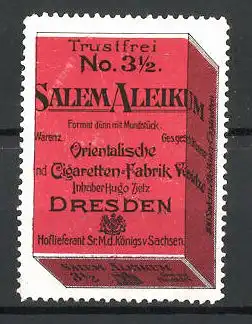 Reklamemarke Salem Aleikum Orientalische Cigaretten-Fabrik Yenidze, Schachtel