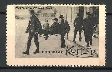 Reklamemarke Chocolat Kohler, Mobilisation 1914-1916, Bild 11, Sanitäter mit verwundetem Soldaten