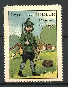 Reklamemarke Chocolat Tobler, Bern, Jäger mit seinem Jagdhund, Bild 4