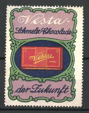 Reklamemarke Vesta Schmelz-Chocolade der Zukunft, Schokoladentafel