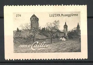 Reklamemarke Luzern, an den Museggtürmen, Chocolat Cailler, Bild 274