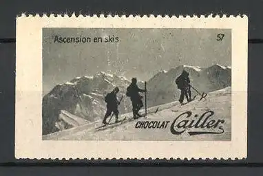 Reklamemarke Chocolat Cailler, Ascension en skis, Bild 57
