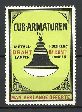 Reklamemarke Cub-Amaturen für Metalldraht- und Hochkerzhalbwattlampen