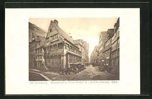 AK Hamburg-Neustadt, Dovenflet und Ecke hinter der Lembkentwiete 1883