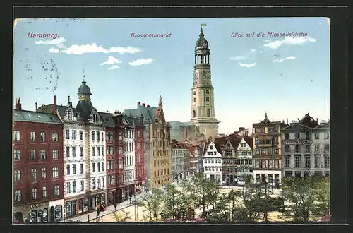 AK Hamburg-Neustadt, Grossneumarkt mit Blick zur Michaeliskirche