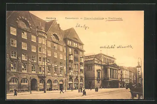 AK Hamburg-Neustadt, Dammtorstrasse mit Oberschulbehörde und Stadttheater