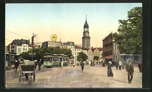 Goldfenster-AK Hamburg-Neustadt, Zeughaus-Markt und Michaeliskirche