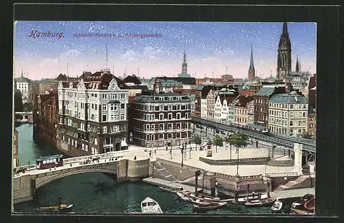 AK Hamburg-Neustadt, Scharthorbrücke und Rödingsmarkt