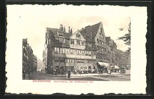 AK Hamburg-Neustadt, Schaarmarkt Ecke Bleichergang 1901