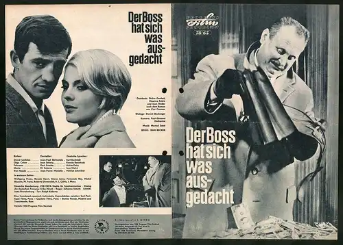 Filmprogramm PFP Nr. 78 /65, Der Boss hat sich was ausgedacht, Jean-Paul Belmondo, Jean Seberg, Regie: Jean Becker