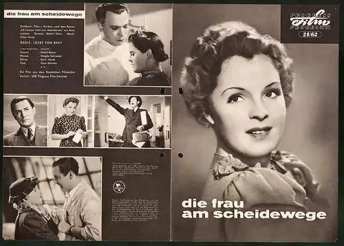 Filmprogramm PFP Nr. 24 /62, Die Frau am Scheidewege, Magda Schneider, Ewald Balser, Regie: Josef von Baky