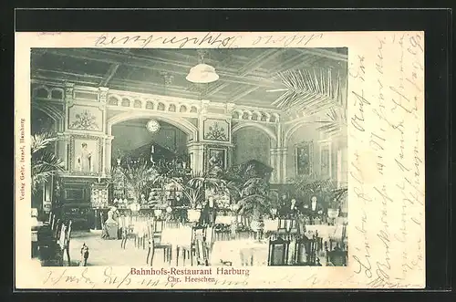 AK Hamburg-Harburg, Bahnhofs-Restaurant, Innenansicht