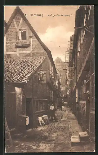 AK Alt-Hamburg, Hof gr. Bäckergang 8 mit Jungen