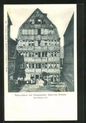 AK Alt-Hamburg, Geburtshaus des Componisten Johannes Brahms, Speckstrasse 60