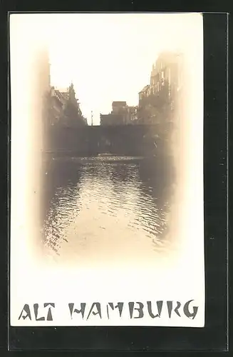 AK Alt-Hamburg, Ortspartie mit Brücke