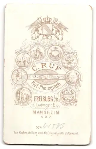 Fotografie C. Ruf, Freiburg i /B., Ludwigstrasse 2, Portrait stattlicher Herr im Anzug mit Vollbart