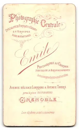 Fotografie Emile, Grenoble, Avenue d`Alsace Lorraine & Avenue Thiers, Portrait bürgerlicher Herr mit Oberlippenbart