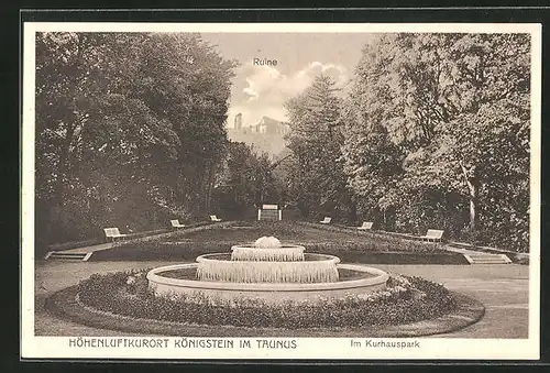 AK Königstein im Taunus, Im Kurhauspark mit Brunnen
