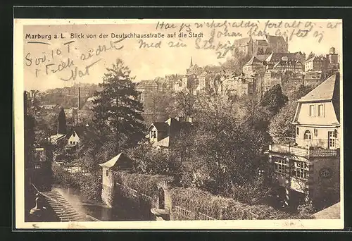 AK Marburg a. L., Blick von der Deutschhausstrasse auf die Stadt