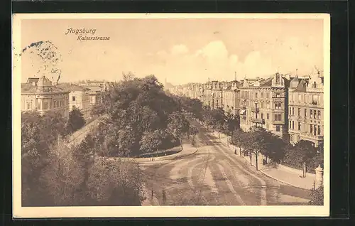 AK Augsburg, Kaiserstrasse aus der Vogelschau