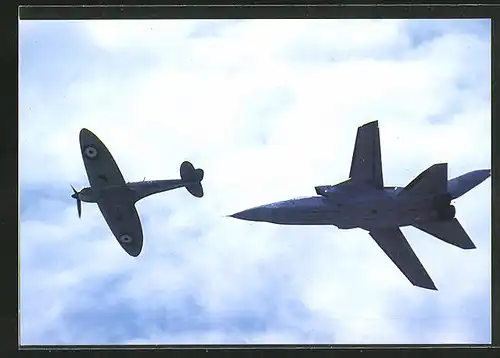 AK Flugzeug Panvia Tornado F2 in formation with Spitfire MK 11 of the Battle of Britain Memorial Flight