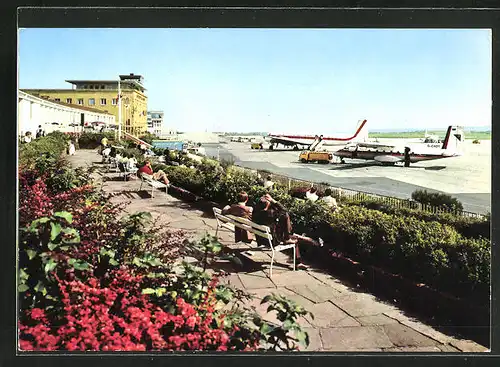 AK Stuttgart, Flughafenpromenade mit Blick auf das Flugfeld