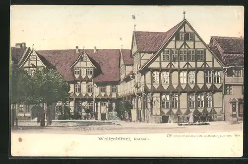 AK Wolfenbüttel, Rathaus mit Marktplatz
