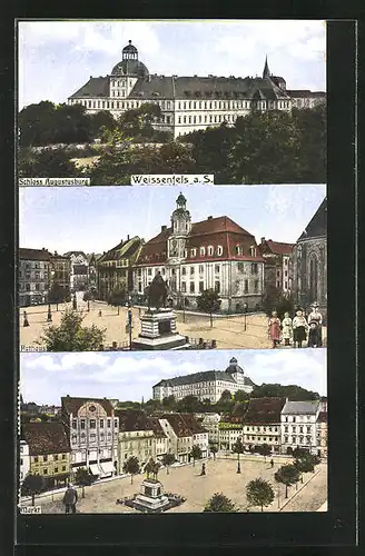 AK Weissenfels a. S., Schloss Augustusburg, Rathaus, Markt