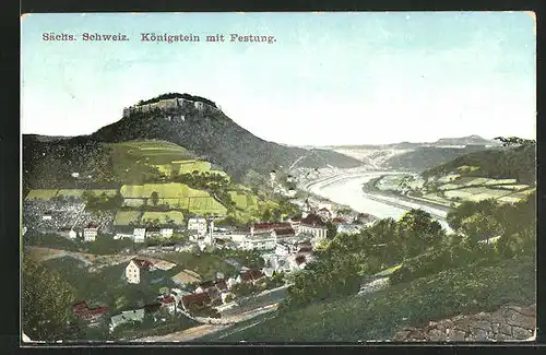 AK Königstein /Sächs. Schweiz, Festung mit Umland