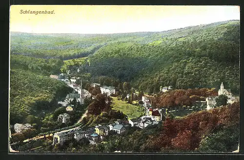AK Schlangenbad, Stadt aus der Vogelschau