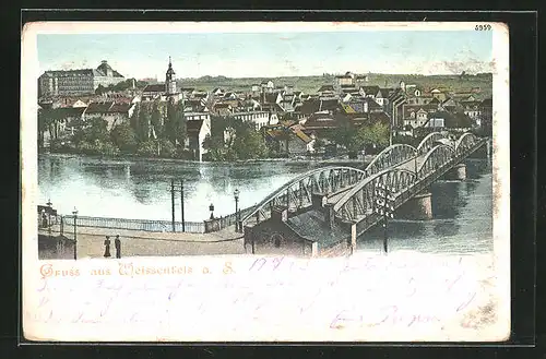 AK Weissenfels a. S., Flusspartie mit Brücke