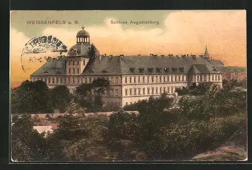 AK Weissenfels a. S., Schloss Augustusburg im Abendrot