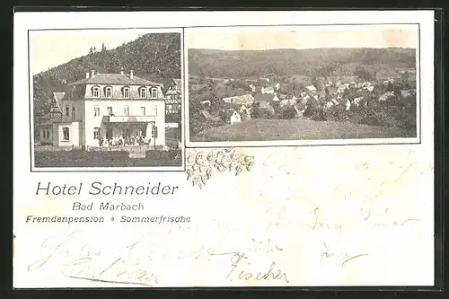 AK Bad Marbach, Hotel Schneider im Sonnenschein, Ortsansicht