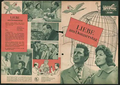 Filmprogramm PFP Nr. 34 /60, Liebe am Donnerstag, Sandor Pecsi, Maria Takacs, Regie: Tamas Fejer